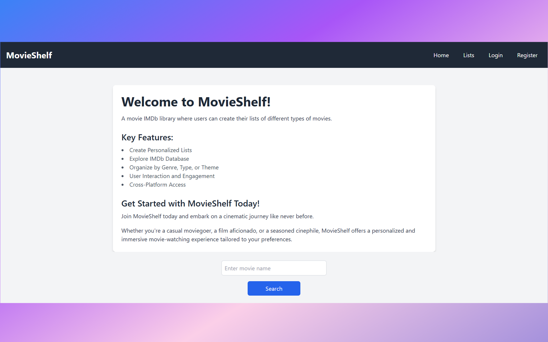 MovieShelf - Online Movies Directory